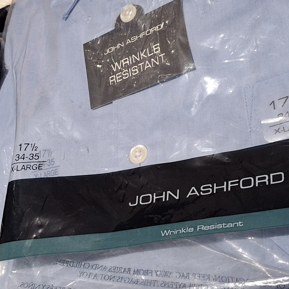 John Ashford Blue Wrinkle Resistant Men's Shirt